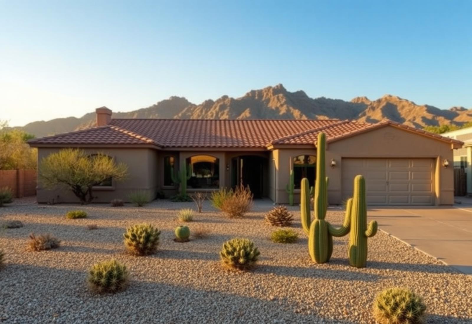 Scottsdale, Arizona home with a concrete tile roof and desert landscaping
